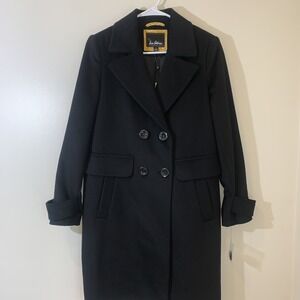 Sam Edelman Womens Dress Coat‎ 4 Black Double Breasted Wool Blend Classic